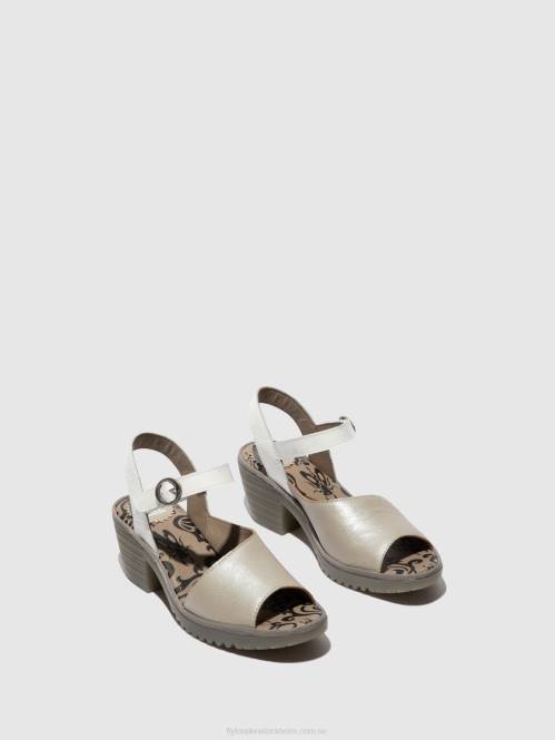 sling-back sandaler wely439 kvinnor Fly London 2T02444 silver/offwhite
