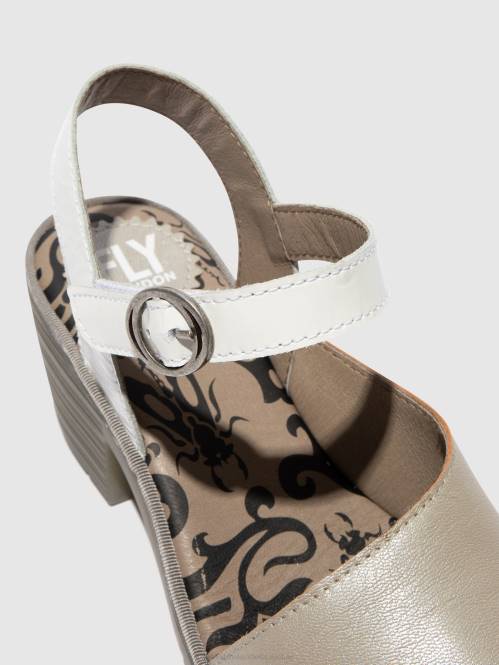 sling-back sandaler wely439 kvinnor Fly London 2T02444 silver/offwhite