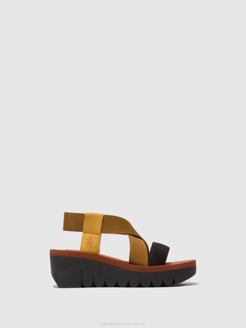 sling-back sandaler yabi922 kvinnor Fly London 2T02446 humla/kamel/svart
