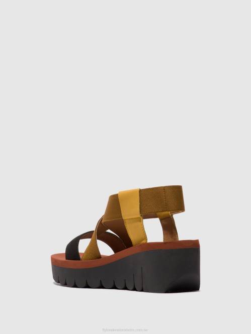 sling-back sandaler yabi922 kvinnor Fly London 2T02446 humla/kamel/svart