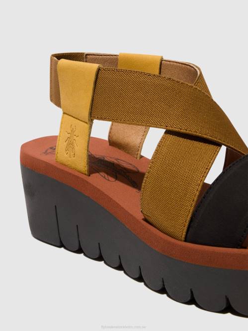 sling-back sandaler yabi922 kvinnor Fly London 2T02446 humla/kamel/svart