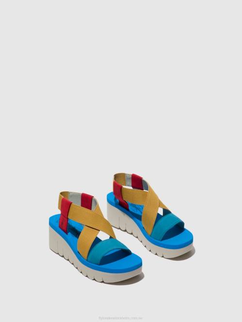 sling-back sandaler yabi922 kvinnor Fly London 2T02448 läppstift rött/gult/azurrött