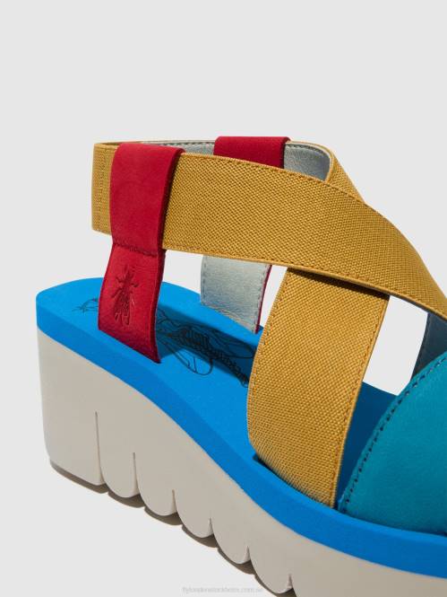 sling-back sandaler yabi922 kvinnor Fly London 2T02448 läppstift rött/gult/azurrött