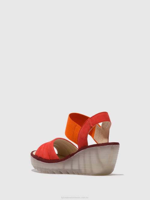 sling-back sandaler yiko414 kvinnor Fly London 2T02434 djävulsröd