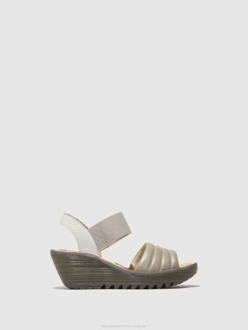 sling-back sandaler yiko414 kvinnor Fly London 2T02435 silver/offwhite