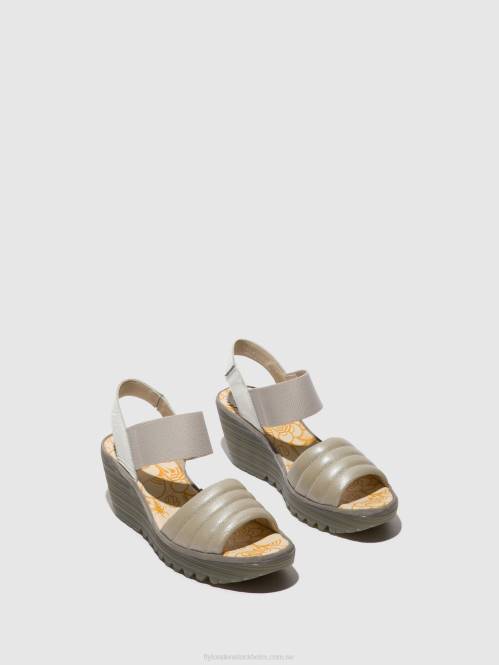 sling-back sandaler yiko414 kvinnor Fly London 2T02435 silver/offwhite