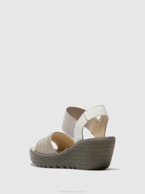 sling-back sandaler yiko414 kvinnor Fly London 2T02435 silver/offwhite