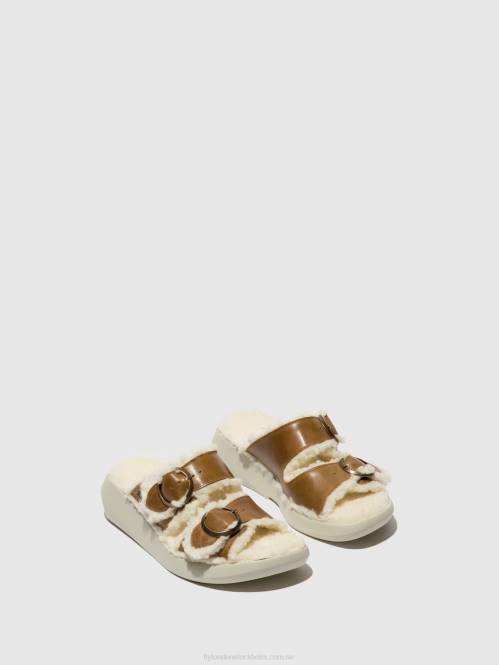 slip-on sandaler buga902 kvinnor Fly London 2T02514 kamel