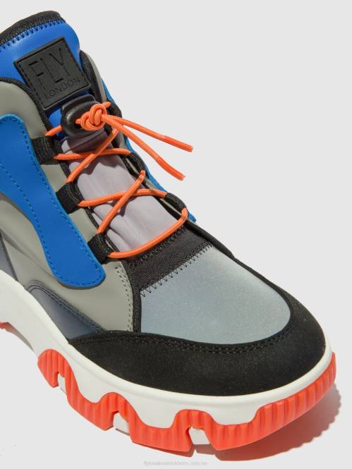 hi-top sneakers feny633 kvinnor Fly London 2T02766 multi grå/blå/orange