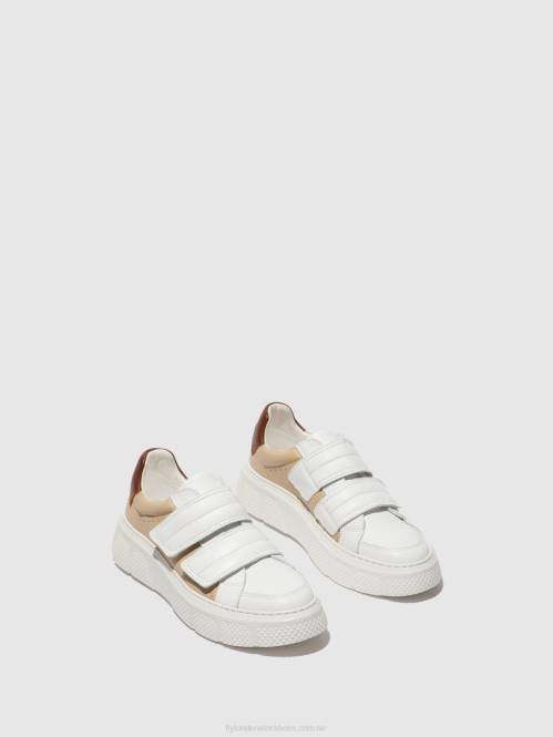 kardborreskor edda513 kvinnor Fly London 2T02751 vit/beige/konjak