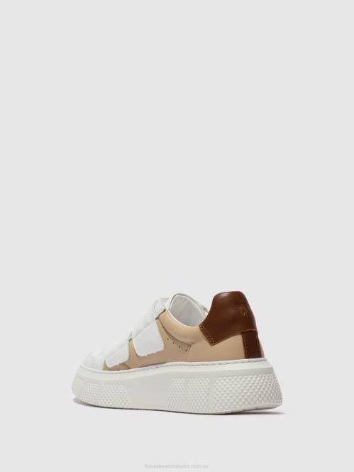 kardborreskor edda513 kvinnor Fly London 2T02751 vit/beige/konjak