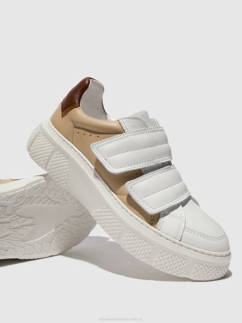 kardborreskor edda513 kvinnor Fly London 2T02751 vit/beige/konjak
