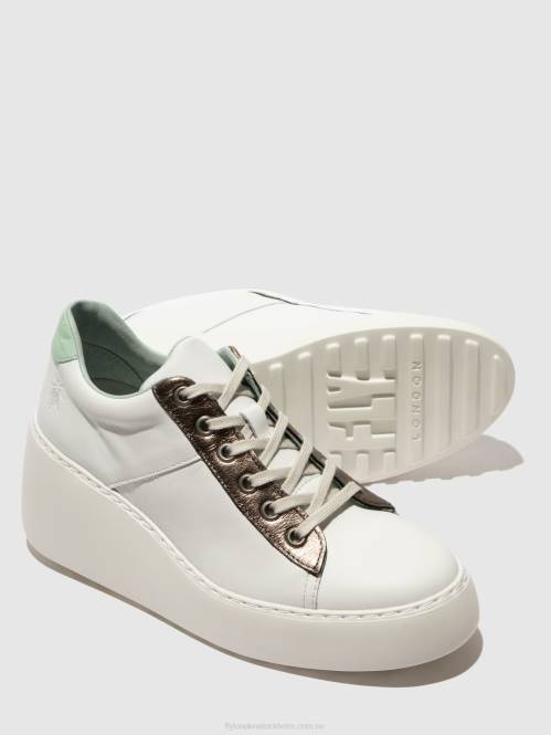 snörskor delf580 kvinnor Fly London 2T02722 vit/brons grafit/mint
