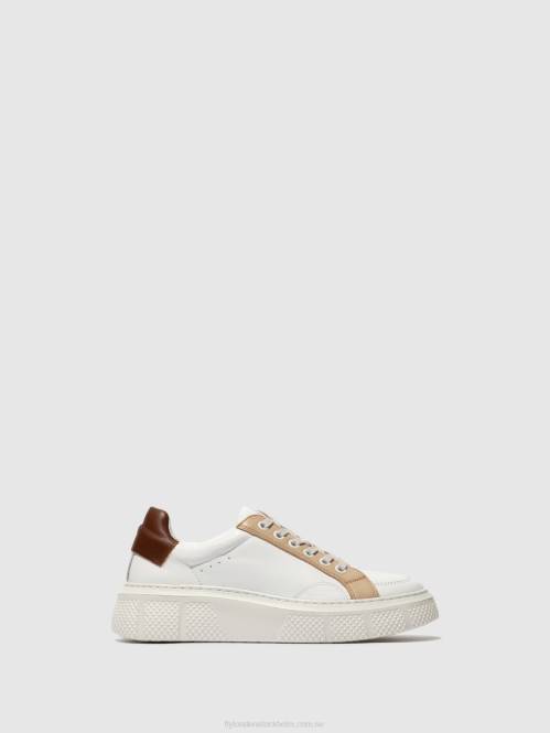snörskor emmy510 kvinnor Fly London 2T02757 vit/beige/konjak