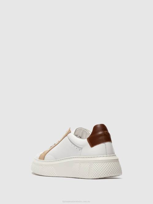 snörskor emmy510 kvinnor Fly London 2T02757 vit/beige/konjak
