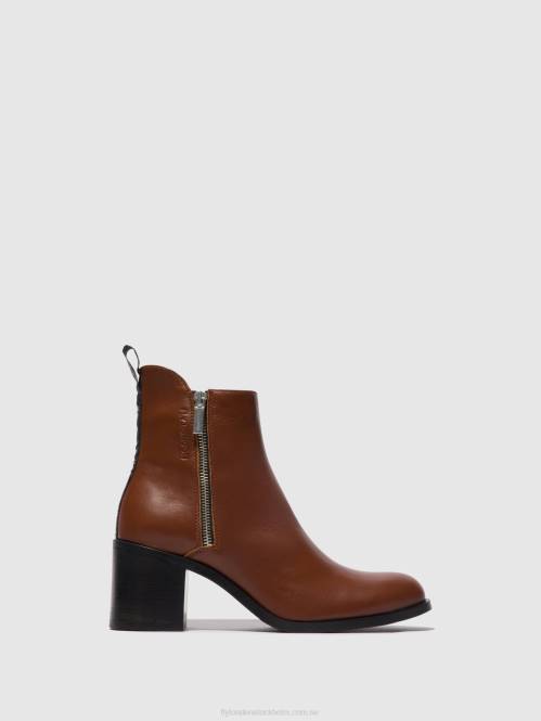 ankelboots med dragkedja ader912 kvinnor Fly London 2T0279 cognac