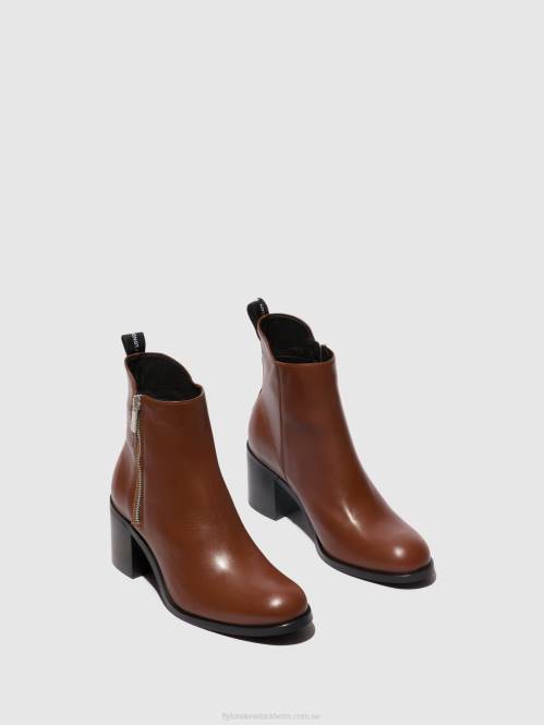 ankelboots med dragkedja ader912 kvinnor Fly London 2T0279 cognac