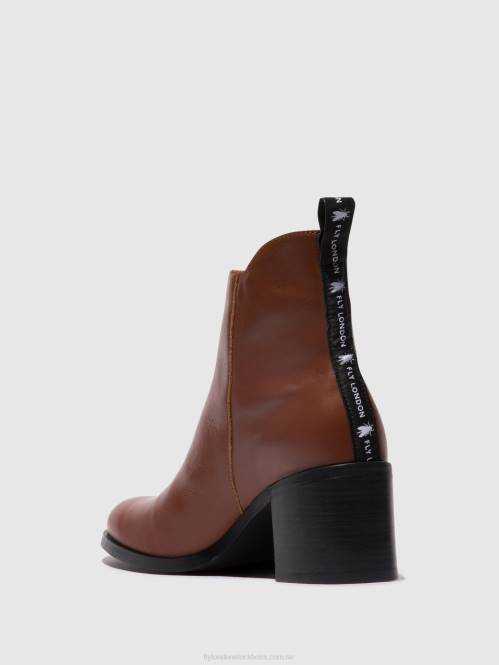 ankelboots med dragkedja ader912 kvinnor Fly London 2T0279 cognac