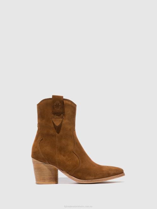 ankelboots med dragkedja alba825 kvinnor Fly London 2T02187 mocka konjak