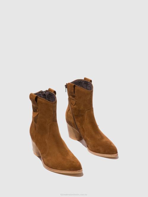 ankelboots med dragkedja alba825 kvinnor Fly London 2T02187 mocka konjak
