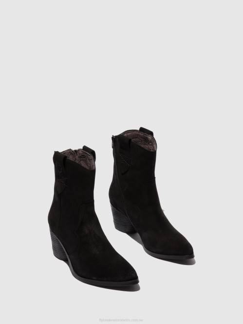 ankelboots med dragkedja alba825 kvinnor Fly London 2T02188 mocka svart