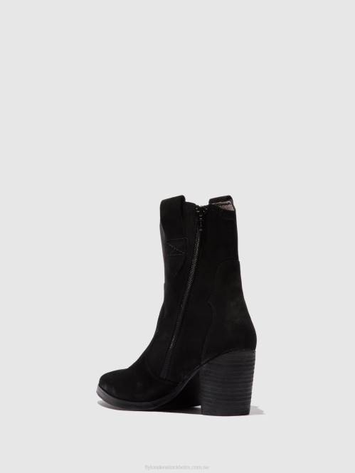 ankelboots med dragkedja alba825 kvinnor Fly London 2T02188 mocka svart