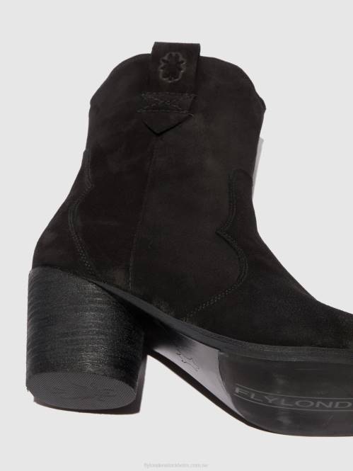 ankelboots med dragkedja alba825 kvinnor Fly London 2T02188 mocka svart