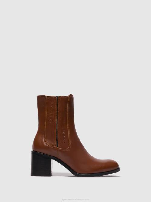 ankelboots med dragkedja amel913 kvinnor Fly London 2T0271 cognac