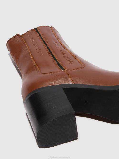 ankelboots med dragkedja amel913 kvinnor Fly London 2T0271 cognac