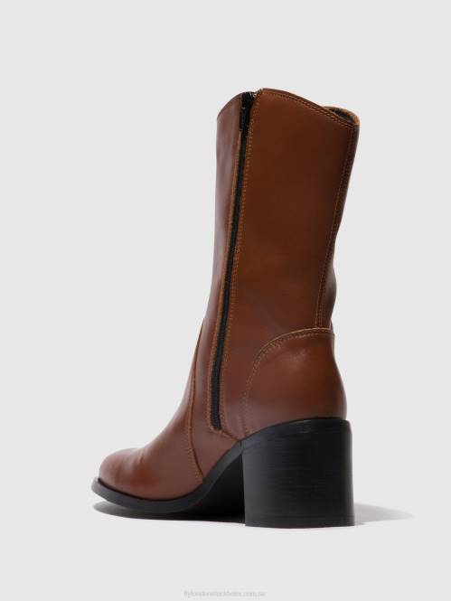 ankelboots med dragkedja asta914 kvinnor Fly London 2T0274 cognac