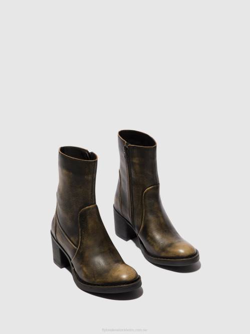ankelboots med dragkedja becy097 kvinnor Fly London 2T0267 oliv