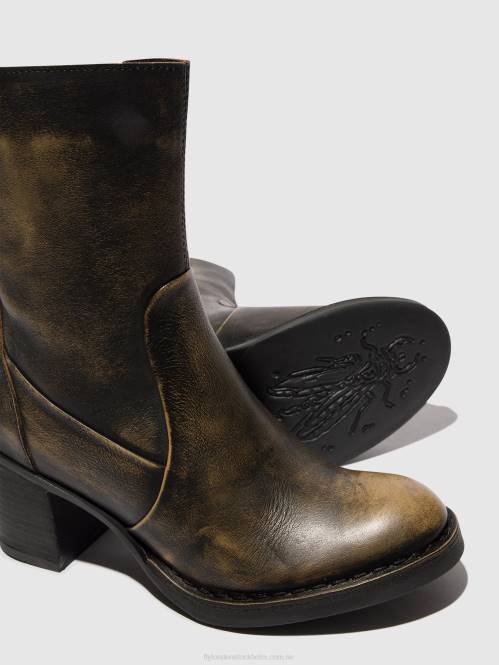 ankelboots med dragkedja becy097 kvinnor Fly London 2T0267 oliv