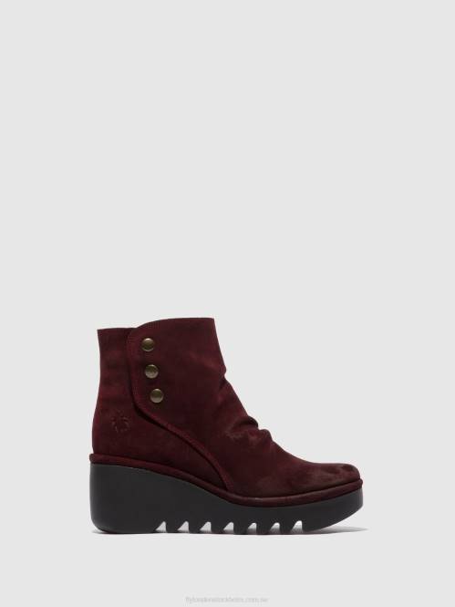 ankelboots med dragkedja brom344 kvinnor Fly London 2T02181 vin i oljemocka