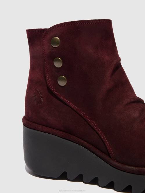 ankelboots med dragkedja brom344 kvinnor Fly London 2T02181 vin i oljemocka