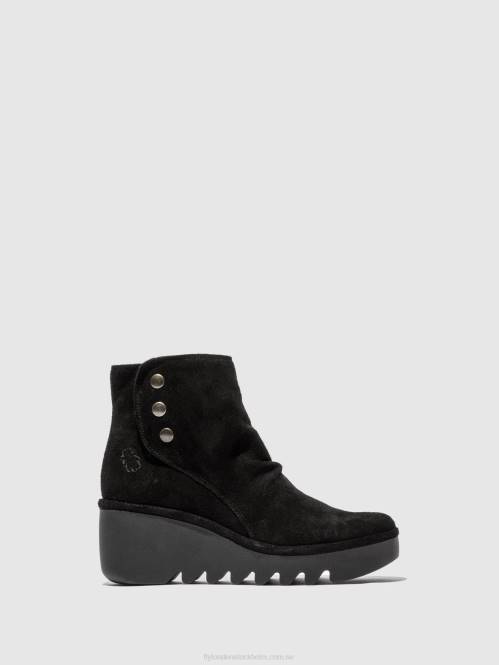 ankelboots med dragkedja brom344 kvinnor Fly London 2T02182 oljemocka svart