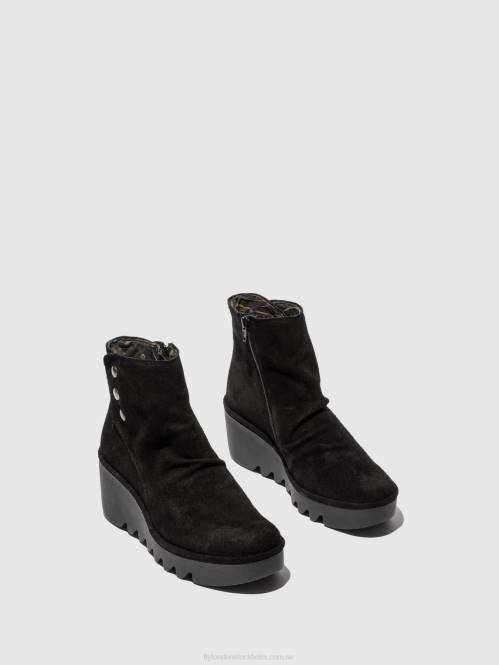 ankelboots med dragkedja brom344 kvinnor Fly London 2T02182 oljemocka svart