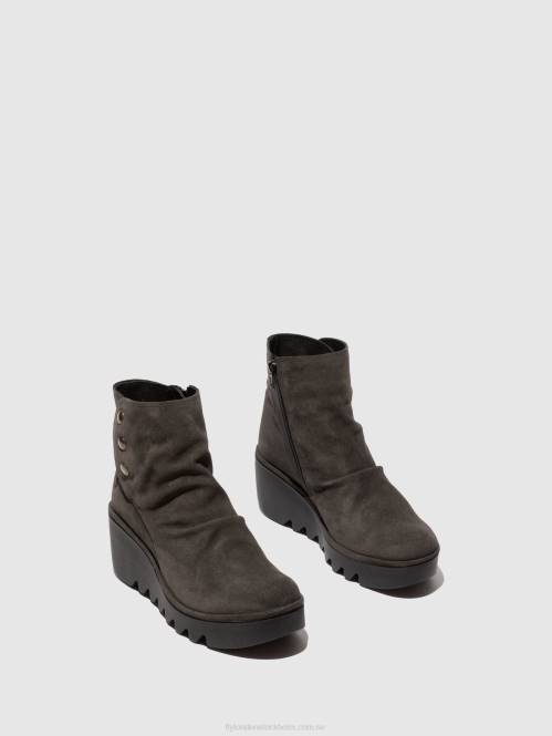 ankelboots med dragkedja brom344 kvinnor Fly London 2T02183 diesel i oljemocka