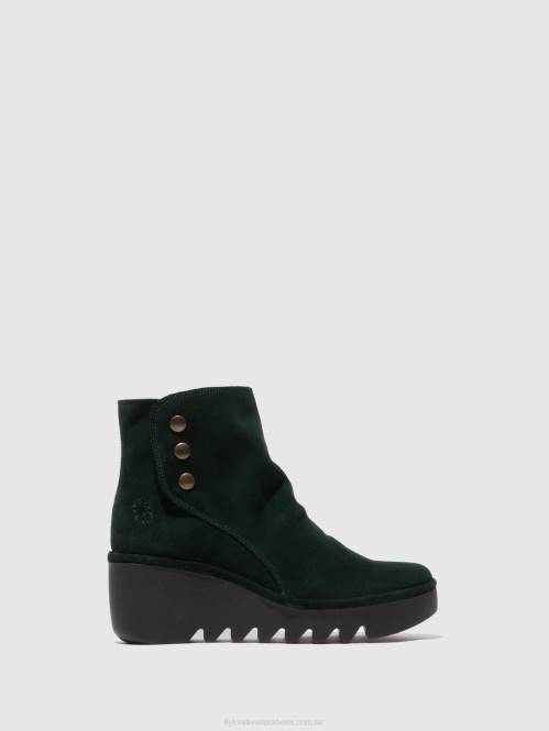 ankelboots med dragkedja brom344 kvinnor Fly London 2T02184 oljemocka grön skog