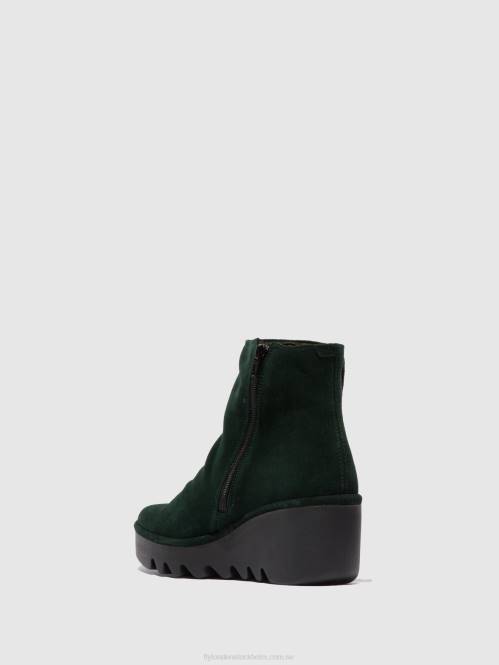 ankelboots med dragkedja brom344 kvinnor Fly London 2T02184 oljemocka grön skog