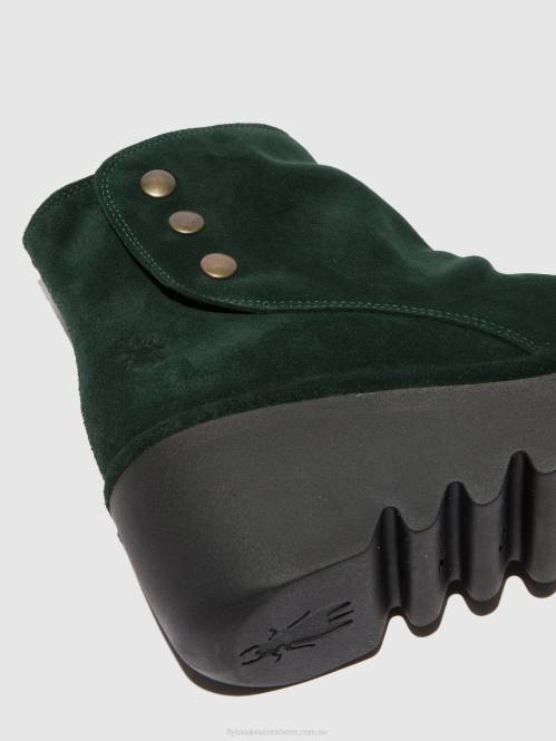 ankelboots med dragkedja brom344 kvinnor Fly London 2T02184 oljemocka grön skog