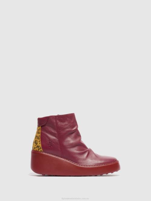 ankelboots med dragkedja dabe461 kvinnor Fly London 2T0259 vin/solbränna