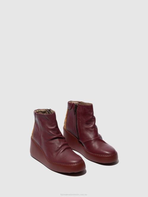 ankelboots med dragkedja dabe461 kvinnor Fly London 2T0259 vin/solbränna
