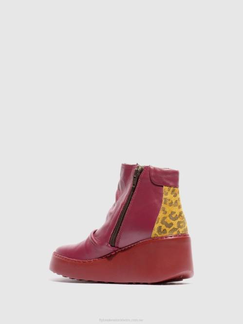 ankelboots med dragkedja dabe461 kvinnor Fly London 2T0259 vin/solbränna