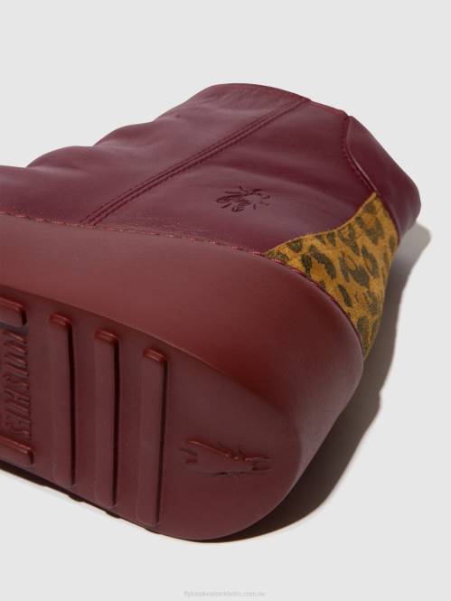 ankelboots med dragkedja dabe461 kvinnor Fly London 2T0259 vin/solbränna