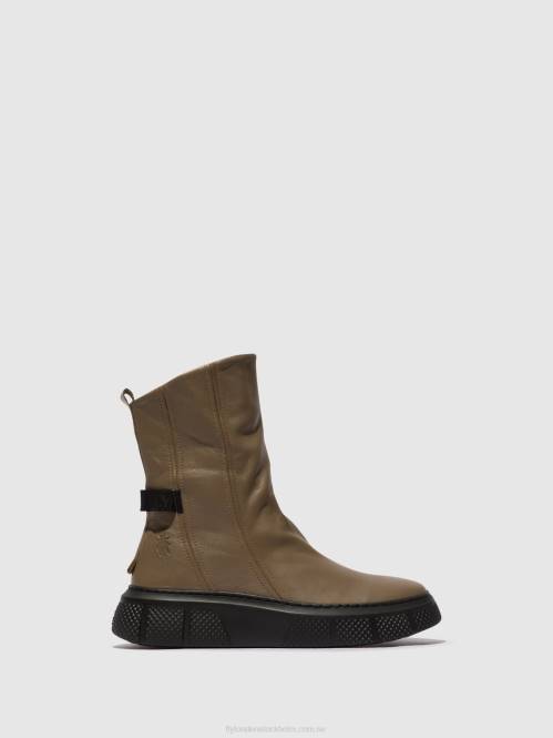 ankelboots med dragkedja esen485 kvinnor Fly London 2T0260 taupe (svart sula)