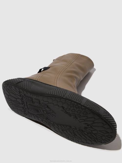 ankelboots med dragkedja esen485 kvinnor Fly London 2T0260 taupe (svart sula)
