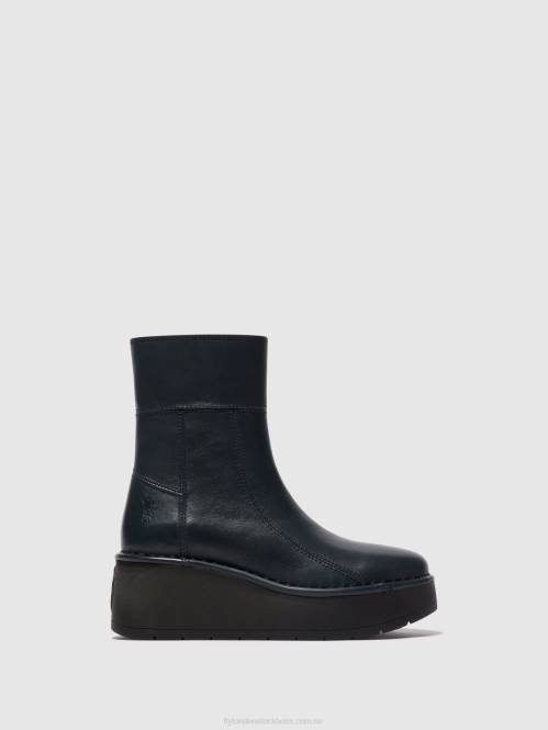 ankelboots med dragkedja hann248 kvinnor Fly London 2T0256 Marin