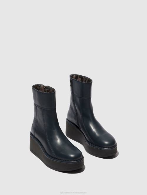 ankelboots med dragkedja hann248 kvinnor Fly London 2T0256 Marin