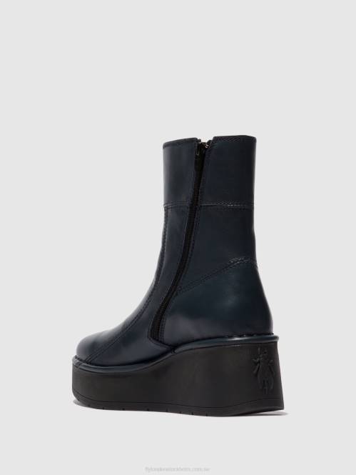 ankelboots med dragkedja hann248 kvinnor Fly London 2T0256 Marin