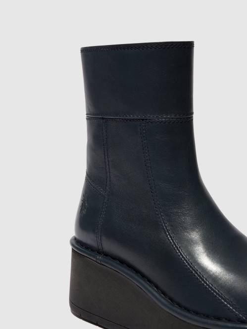 ankelboots med dragkedja hann248 kvinnor Fly London 2T0256 Marin